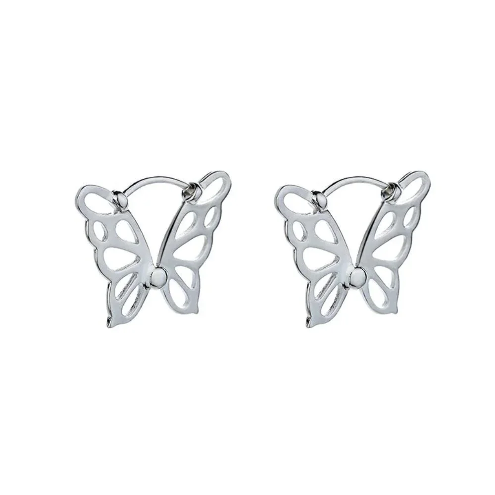 Sterling Silver Butterfly Outline Stud Earrings - Women's Jewelry - Picture 8 of 8